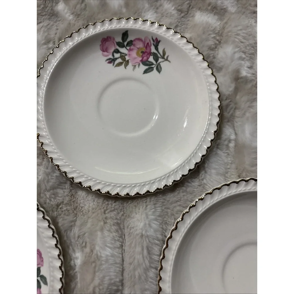Harker Pottery Co. Wild Rose 22KT. Gold trim Saucer 6 1/4